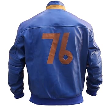 Vault Fall out 76 Jacket - Blue Faux Leather 76 Vault Biker